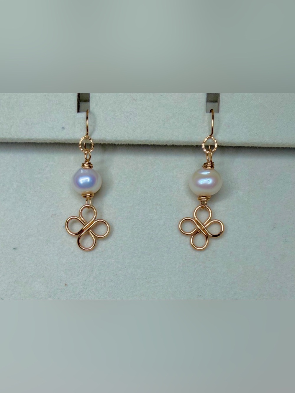 Pearl Clover Drop Earrings